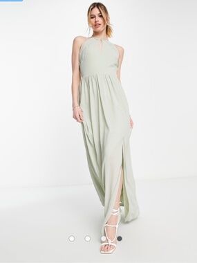 TFNC (Sold by ASOS) Halter Neck Sage Green Dress -  Petite US 0